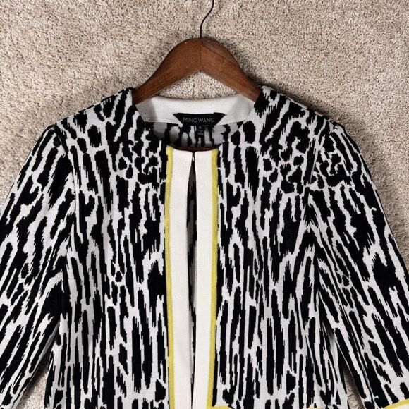 Ming Wang Jacket Black White Zebra Stripe Womens‎ Small Acrylic Knit Cardigan - Picture 2 of 11